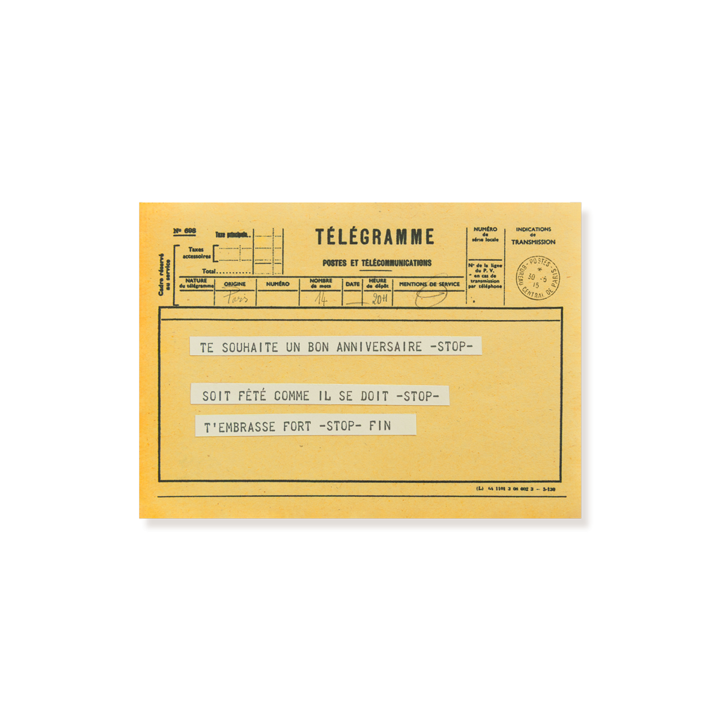carte postale télégramme jaune pour souhaiter un bon anniversaire
