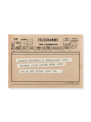 carte postale télégramme beige thématique vacances