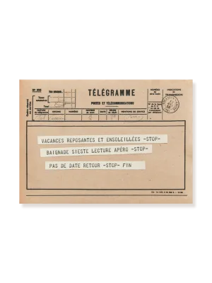 carte postale télégramme beige thématique vacances