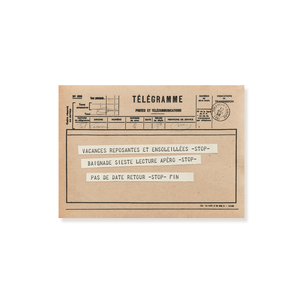 carte postale télégramme beige thématique vacances