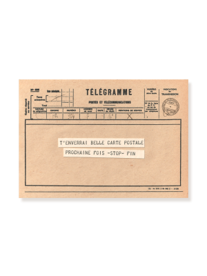 carte postale télégramme beige. message enverrai belle carte prochaine fois.humour