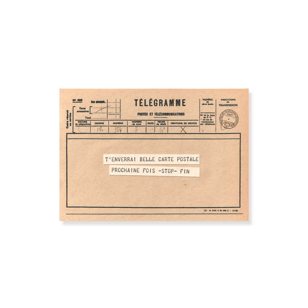 carte postale télégramme beige. message enverrai belle carte prochaine fois.humour