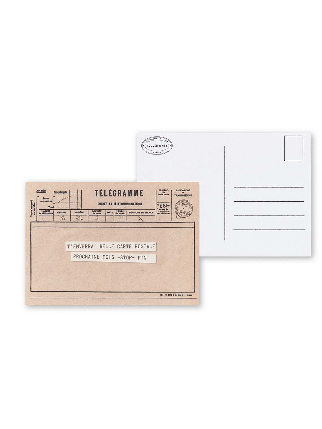 carte postale télégramme beige. message enverrai belle carte prochaine fois.humour