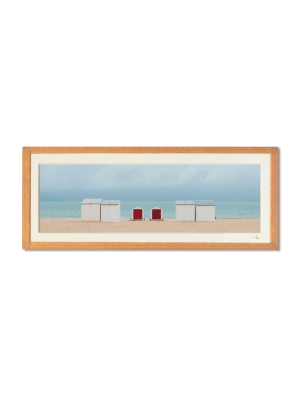 tirage photo petit format encadré à la main représentant des cabines de plage à Ostende