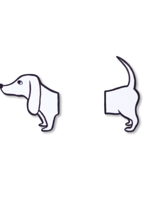 sticker dessin teckel divisé en deux avant et arrière