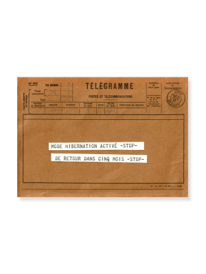 carte postale télégramme marron thématique hibernation cocooning