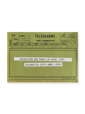 carte postale télégramme vert kaki thématique bonne année résolutions