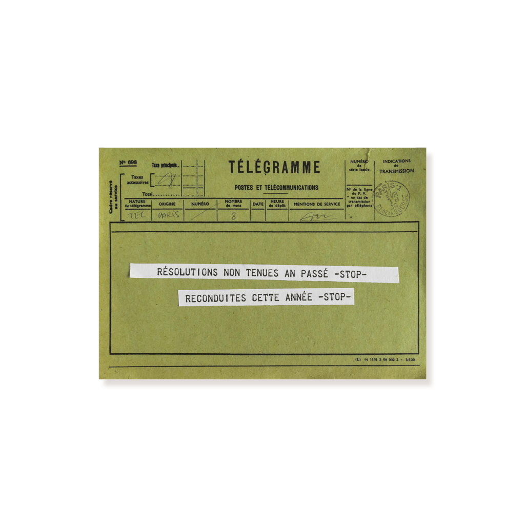 carte postale télégramme vert kaki thématique bonne année résolutions