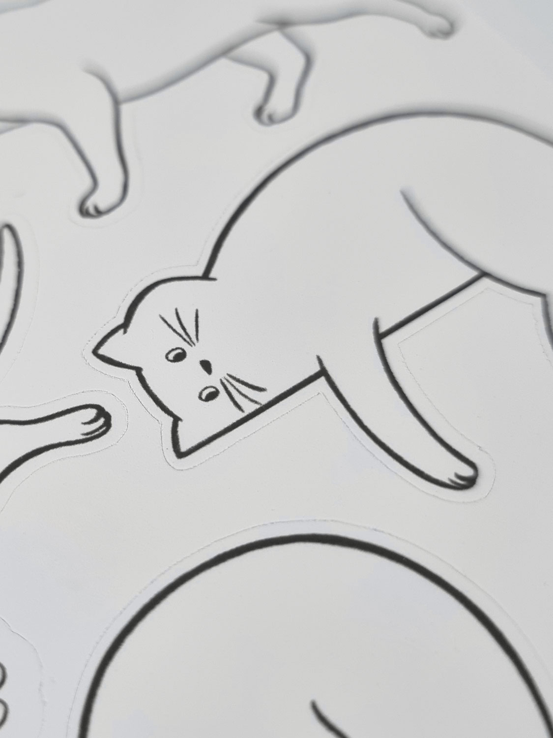 planche stickers illustration chat noir et blanc