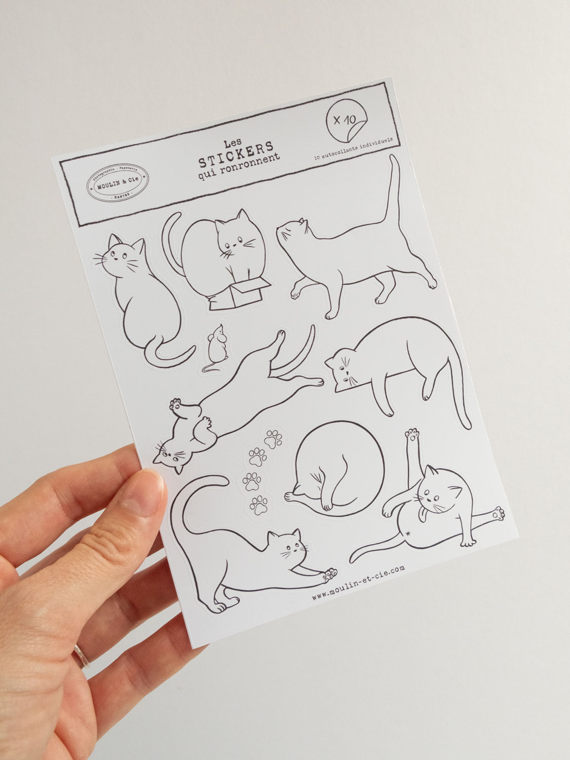 planche stickers illustration chat noir et blanc