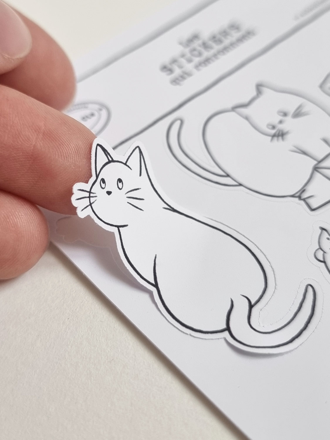 planche stickers illustration chat noir et blanc