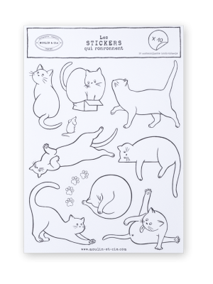 planche stickers illustration chat noir et blanc
